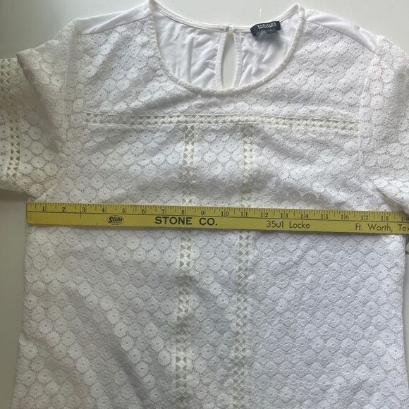 Badgley Mischka Lace Short Sleeve Pullover Top, Size L - Picture 9 of 10